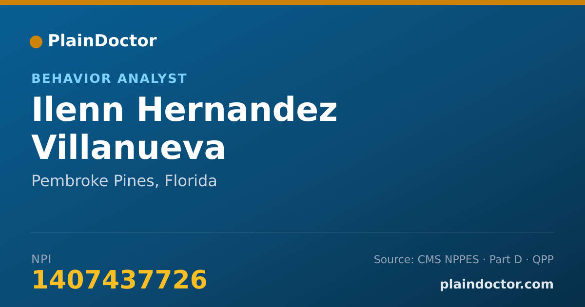 Shareable card for Ilenn Hernandez Villanueva - Behavior Analyst, Pembroke Pines, FL