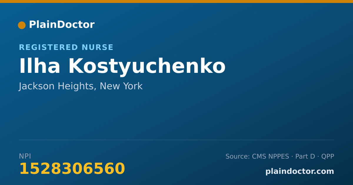 Shareable card for Ilha Kostyuchenko - Registered Nurse, Jackson Heights, NY