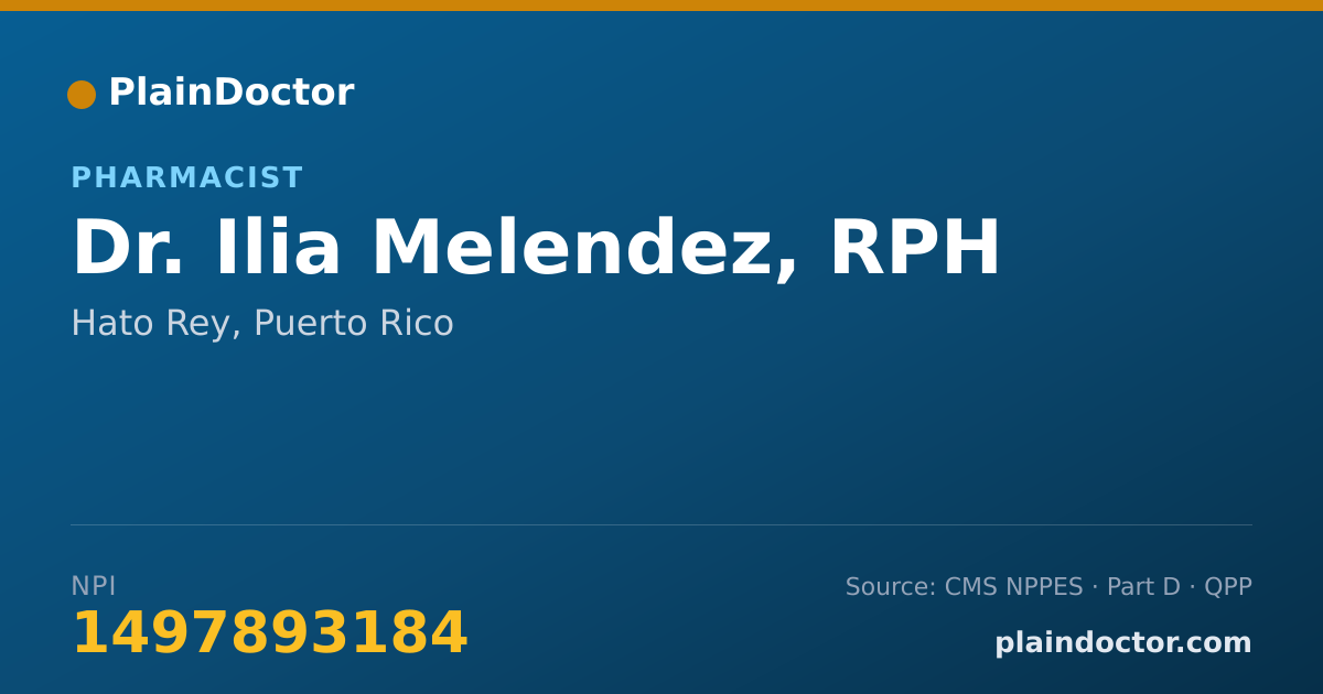 Shareable card for Ilia Melendez, RPH - Pharmacist, Hato Rey, PR