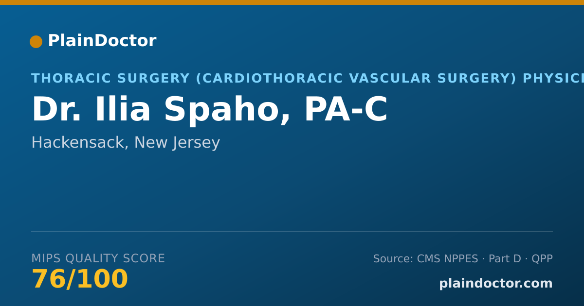Shareable card for Ilia Spaho, PA-C - Thoracic Surgery (Cardiothoracic Vascular Surgery) Physician, Hackensack, NJ
