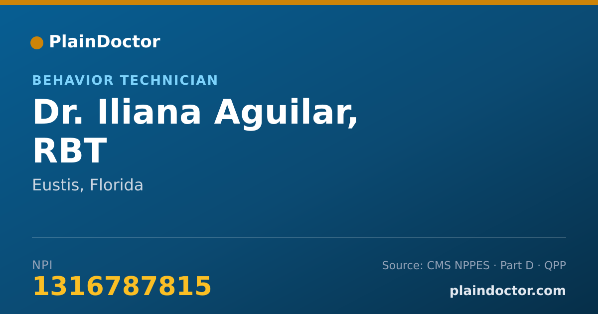 Shareable card for Iliana Aguilar, RBT - Behavior Technician, Eustis, FL