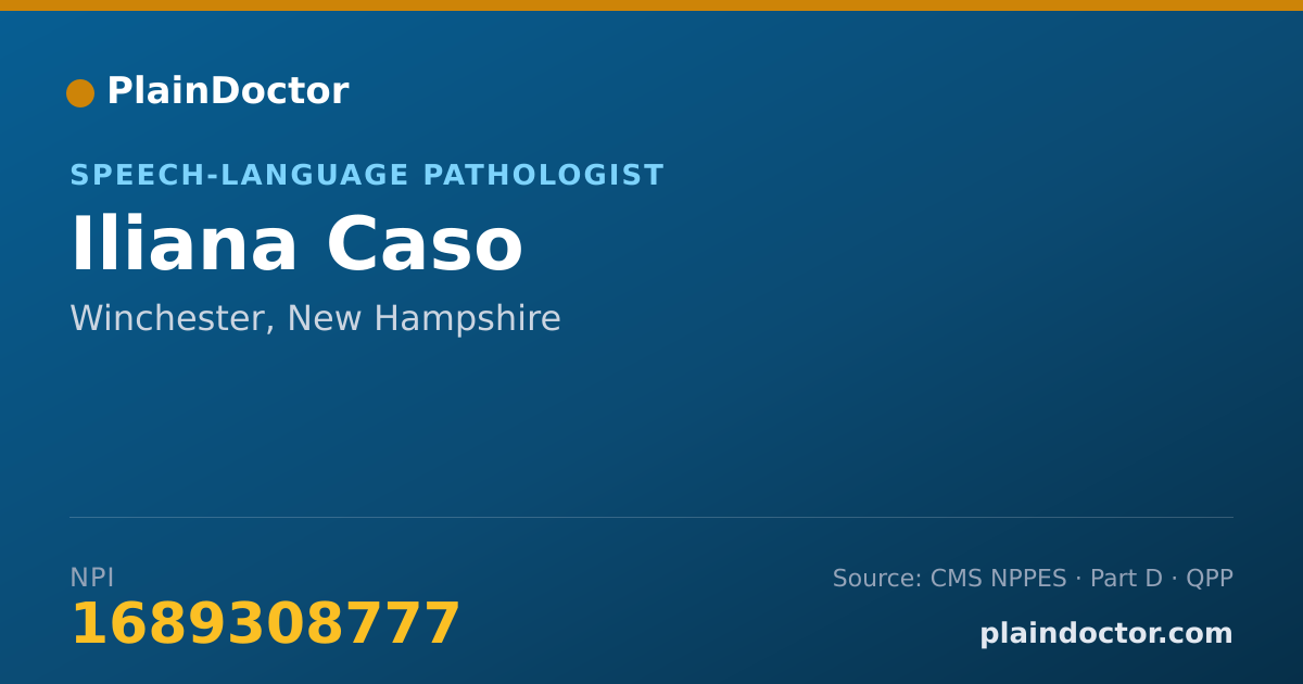 Shareable card for Iliana Caso - Speech-Language Pathologist, Winchester, NH