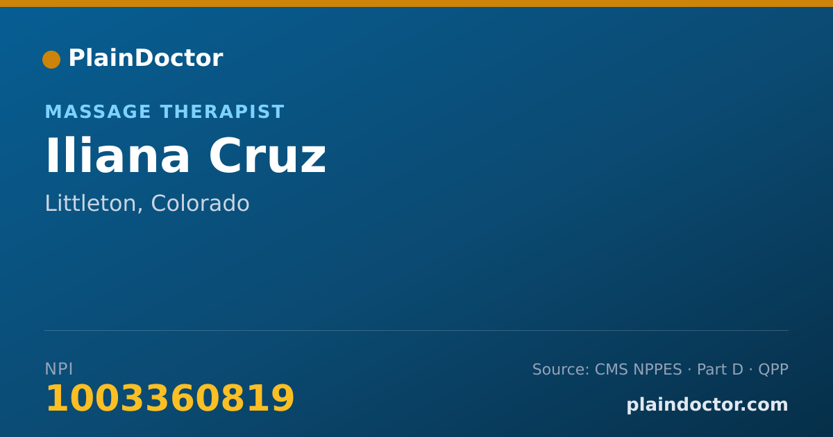 Shareable card for Iliana Cruz - Massage Therapist, Littleton, CO