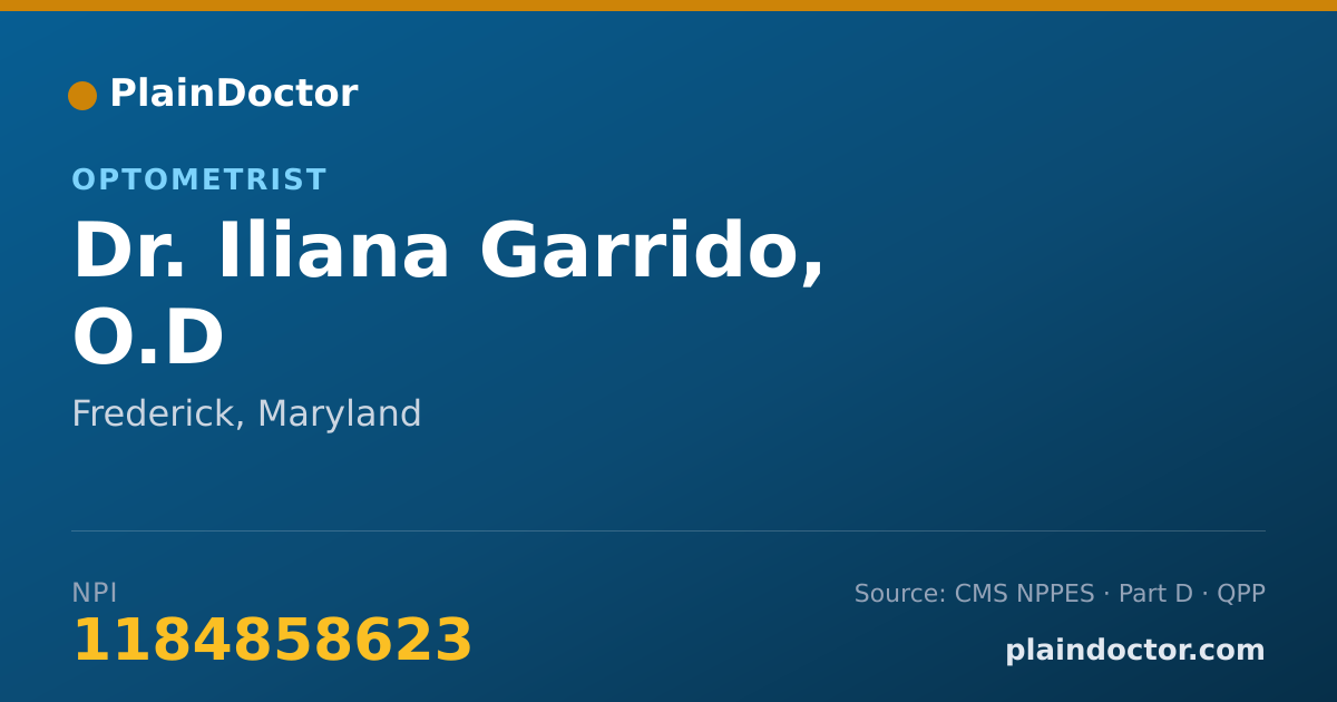 Shareable card for Iliana Garrido, O.D - Optometrist, Frederick, MD