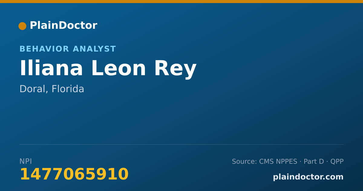 Shareable card for Iliana Leon Rey - Behavior Analyst, Doral, FL