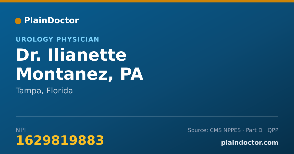 Shareable card for Ilianette Montanez, PA - Urology Physician, Tampa, FL