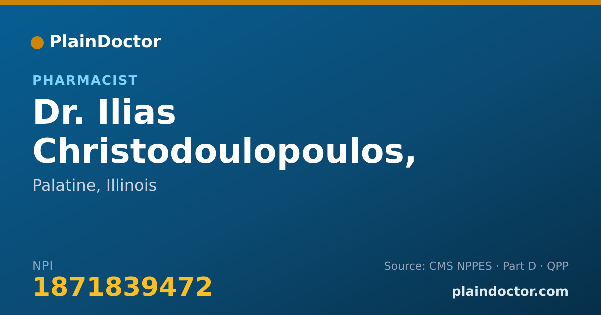 Shareable card for Ilias Christodoulopoulos, RPH - Pharmacist, Palatine, IL