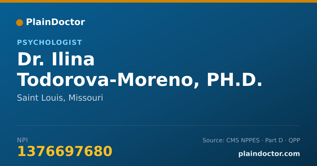 Shareable card for Ilina Todorova-Moreno, PH.D. - Psychologist, Saint Louis, MO