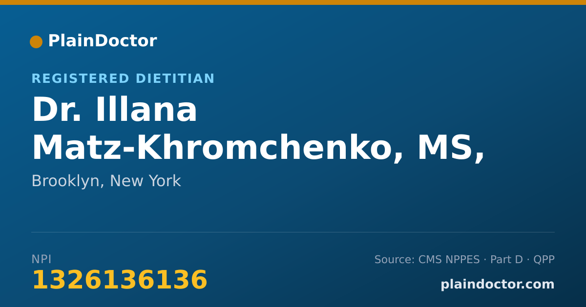 Shareable card for Illana Matz-Khromchenko, MS, RD - Registered Dietitian, Brooklyn, NY