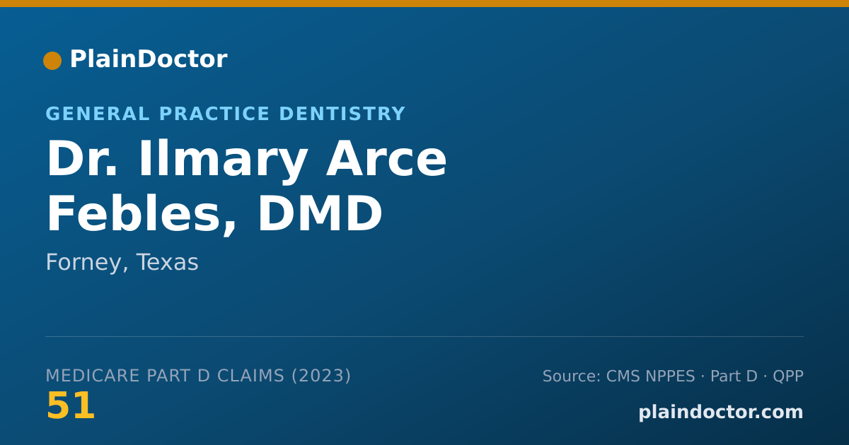 Shareable card for Ilmary Arce Febles, DMD - General Practice Dentistry, Forney, TX