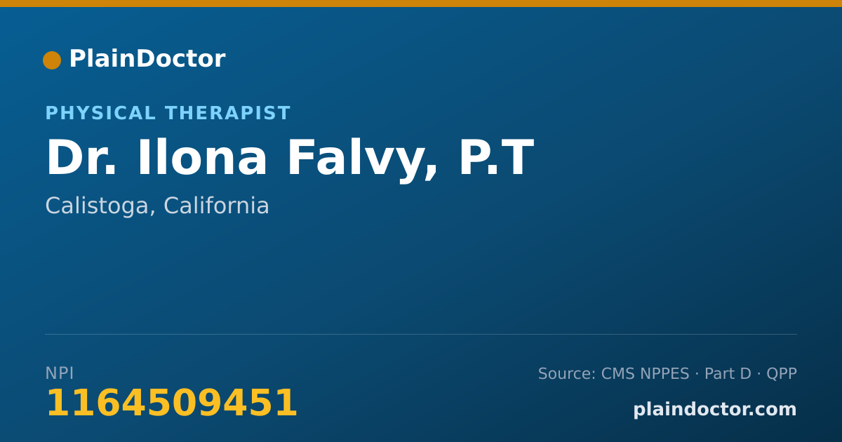 Shareable card for Ilona Falvy, P.T - Physical Therapist, Calistoga, CA
