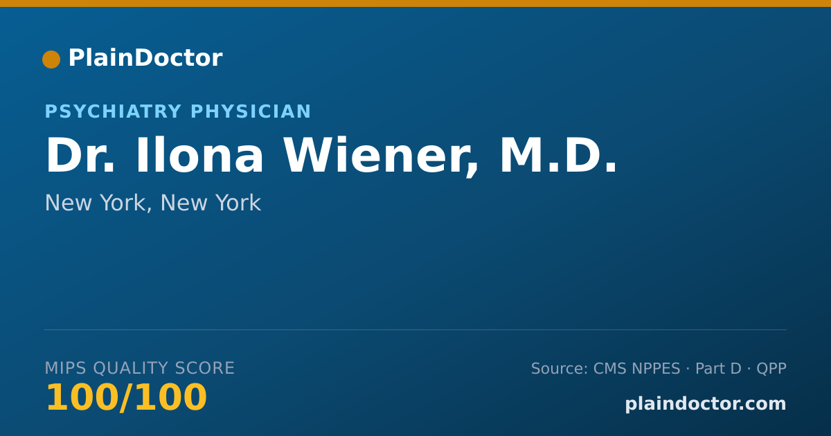 Shareable card for Ilona Wiener, M.D. - Psychiatry Physician, New York, NY
