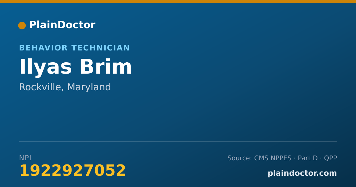 Shareable card for Ilyas Brim - Behavior Technician, Rockville, MD