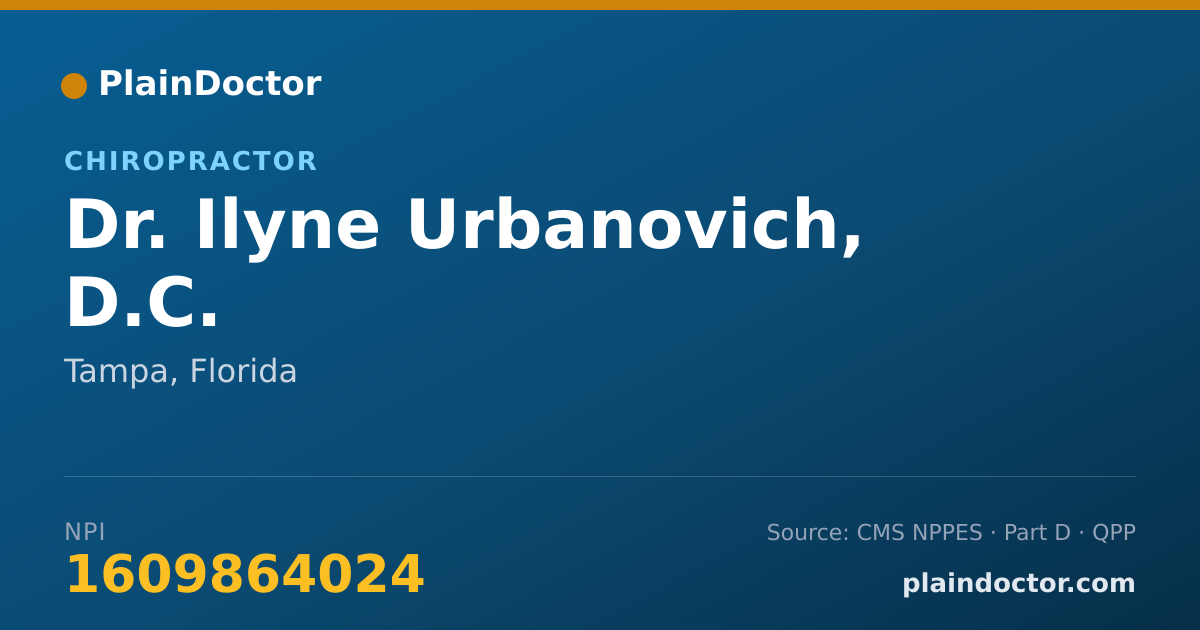 Shareable card for Ilyne Urbanovich, D.C. - Chiropractor, Tampa, FL
