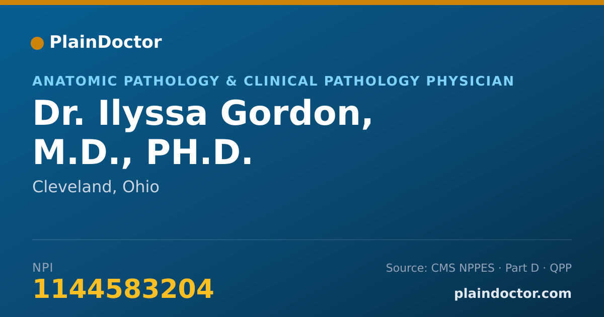 Shareable card for Ilyssa Gordon, M.D., PH.D. - Anatomic Pathology & Clinical Pathology Physician, Cleveland, OH