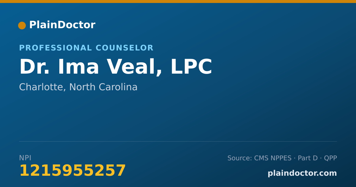 Shareable card for Ima Veal, LPC - Professional Counselor, Charlotte, NC