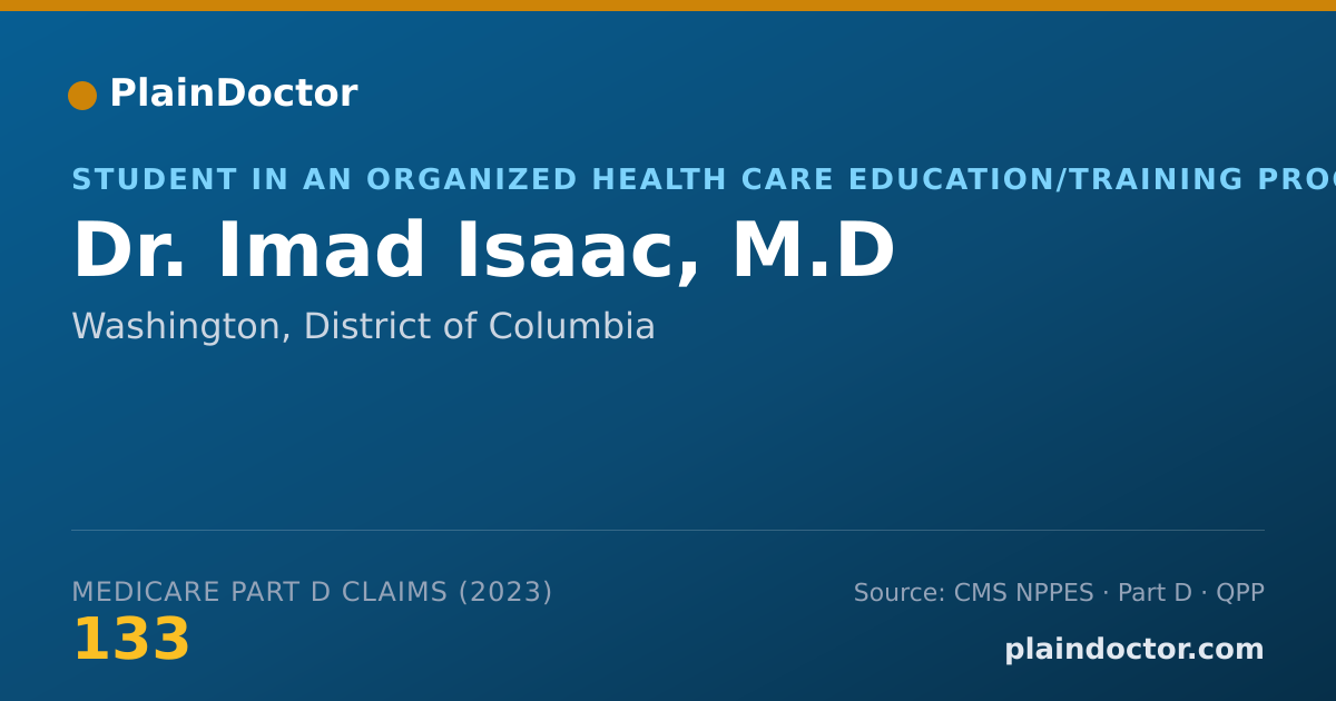 Shareable card for Imad Isaac, M.D - Student in an Organized Health Care Education/Training Program, Washington, DC