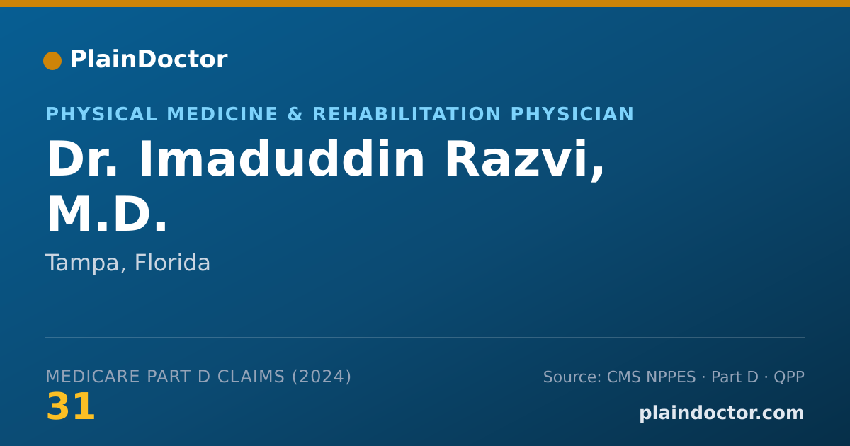 Shareable card for Imaduddin Razvi, M.D. - Physical Medicine & Rehabilitation Physician, Tampa, FL