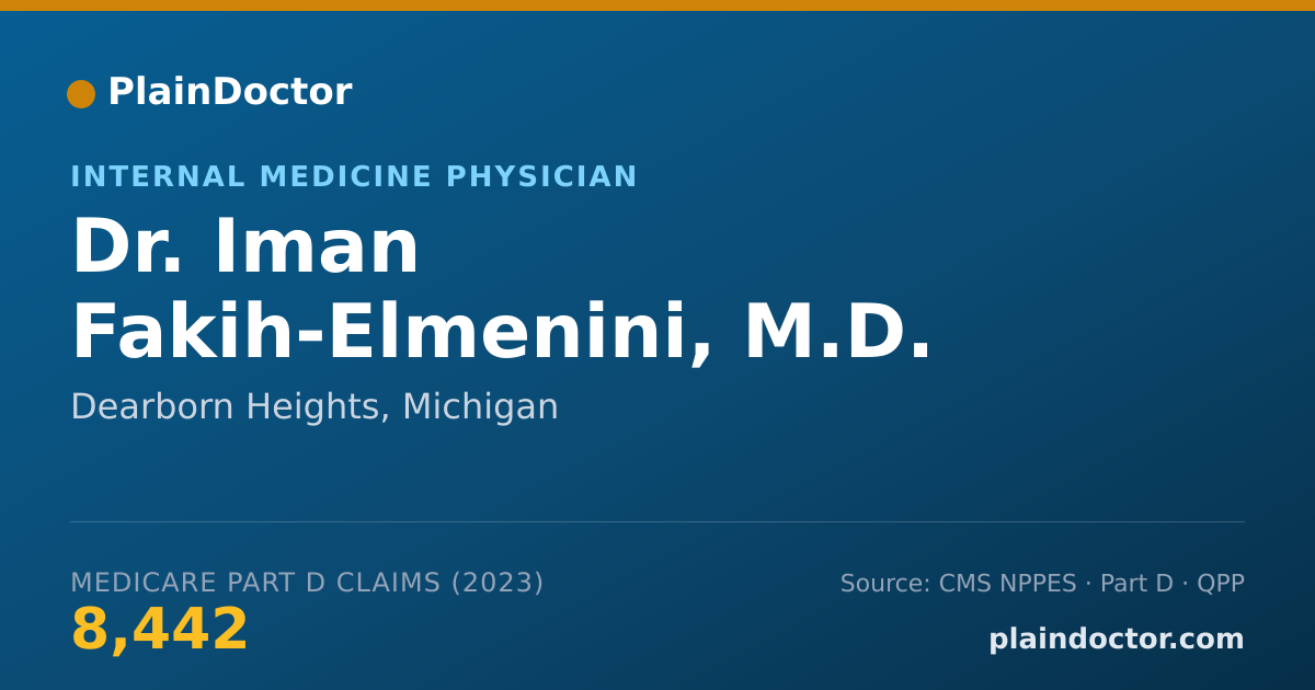 Shareable card for Iman Fakih-Elmenini, M.D. - Internal Medicine Physician, Dearborn Heights, MI