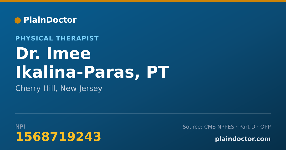 Shareable card for Imee Ikalina-Paras, PT - Physical Therapist, Cherry Hill, NJ
