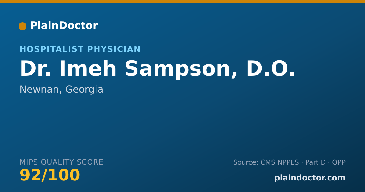 Shareable card for Imeh Sampson, D.O. - Hospitalist Physician, Newnan, GA