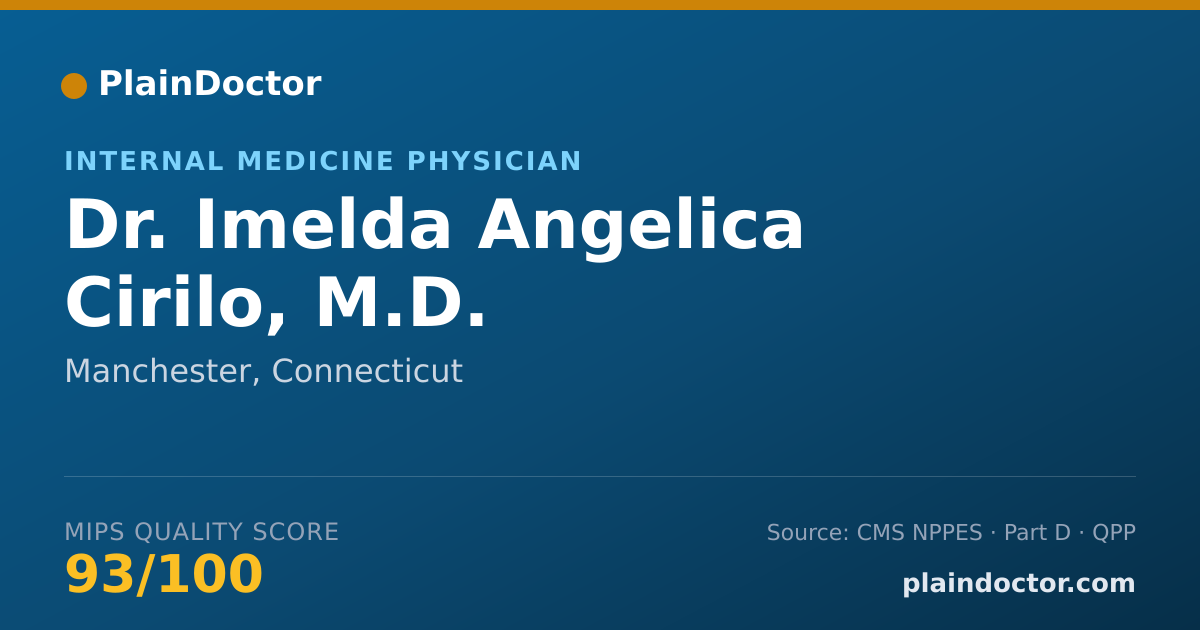 Shareable card for Imelda Angelica Cirilo, M.D. - Internal Medicine Physician, Manchester, CT