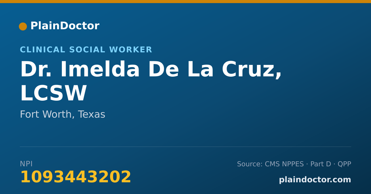 Shareable card for Imelda De La Cruz, LCSW - Clinical Social Worker, Fort Worth, TX