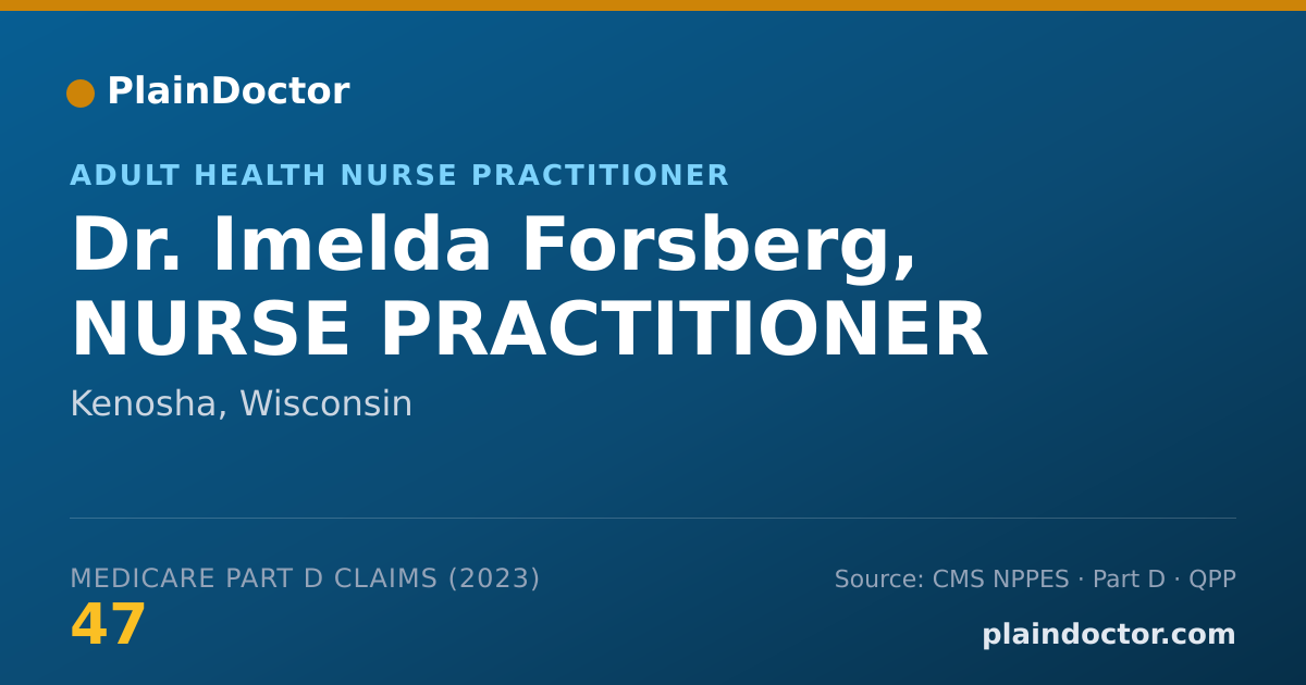Shareable card for Imelda Forsberg, NURSE PRACTITIONER - Adult Health Nurse Practitioner, Kenosha, WI