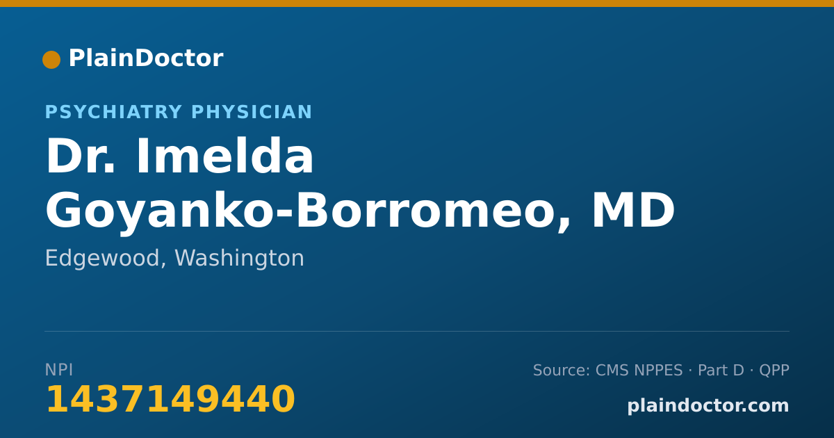 Shareable card for Imelda Goyanko-Borromeo, MD - Psychiatry Physician, Edgewood, WA