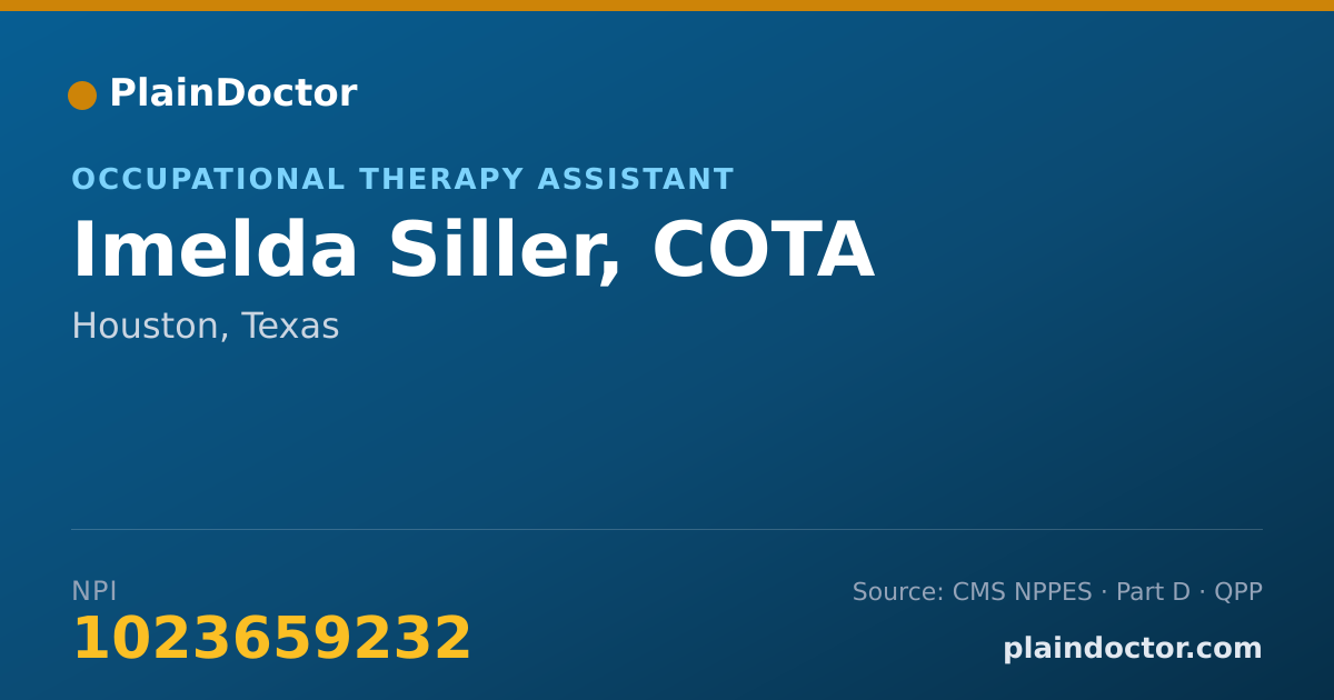 Shareable card for Imelda Siller, COTA - Occupational Therapy Assistant, Houston, TX