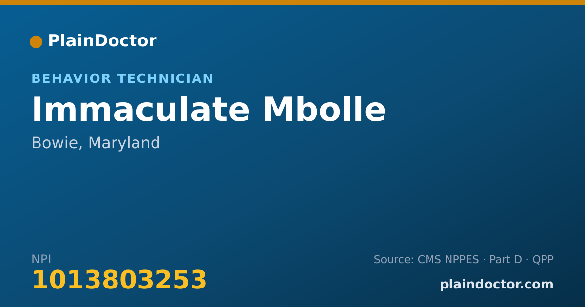 Shareable card for Immaculate Mbolle - Behavior Technician, Bowie, MD
