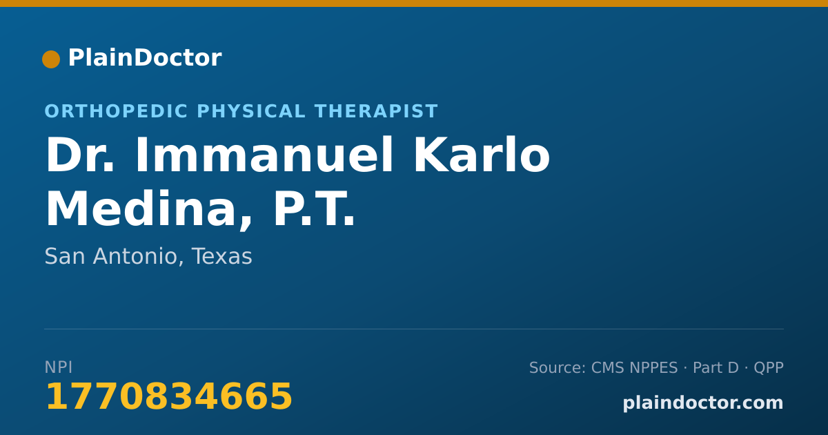 Shareable card for Immanuel Karlo Medina, P.T. - Orthopedic Physical Therapist, San Antonio, TX