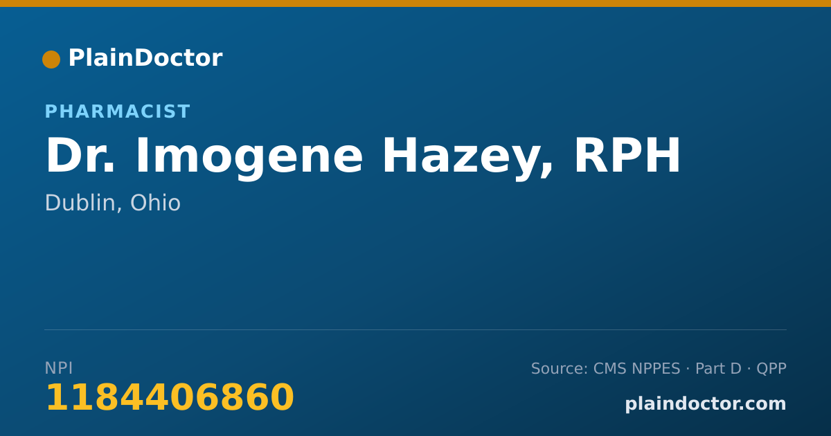 Shareable card for Imogene Hazey, RPH - Pharmacist, Dublin, OH