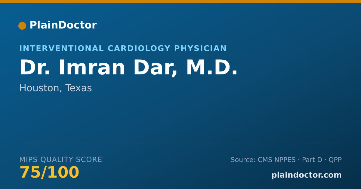 Shareable card for Imran Dar, M.D. - Cardiovascular Disease Physician, Houston, TX
