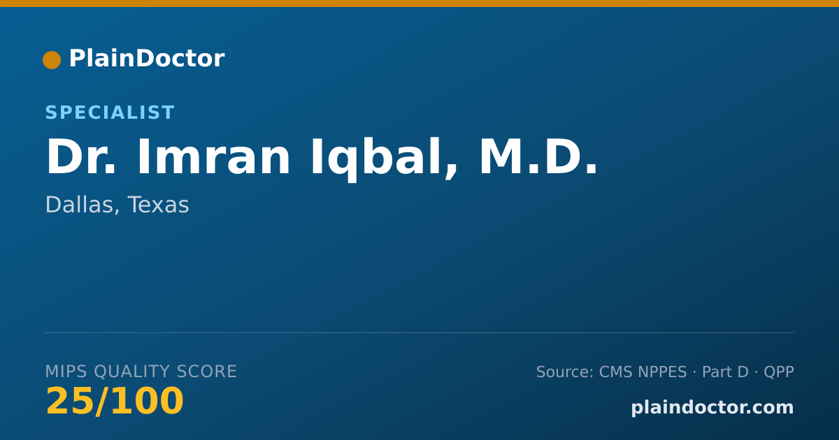 Shareable card for Imran Iqbal, M.D. - Specialist, Dallas, TX