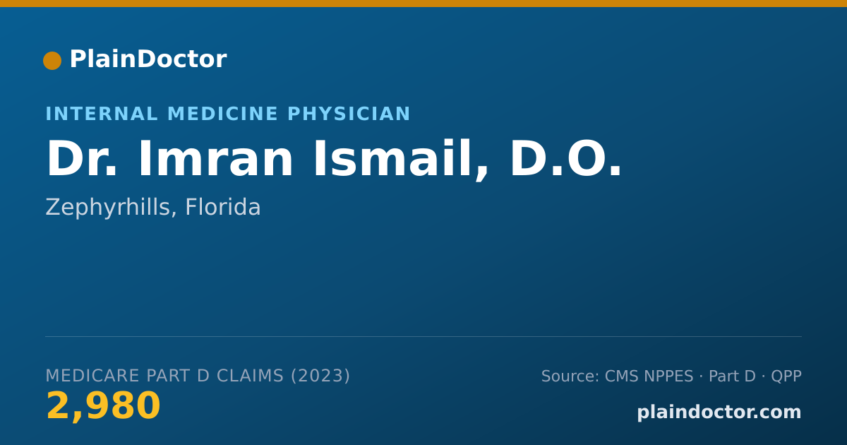 Shareable card for Imran Ismail, D.O. - Internal Medicine Physician, Zephyrhills, FL