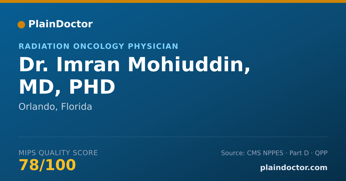 Shareable card for Imran Mohiuddin, MD, PHD - Radiation Oncology Physician, Orlando, FL