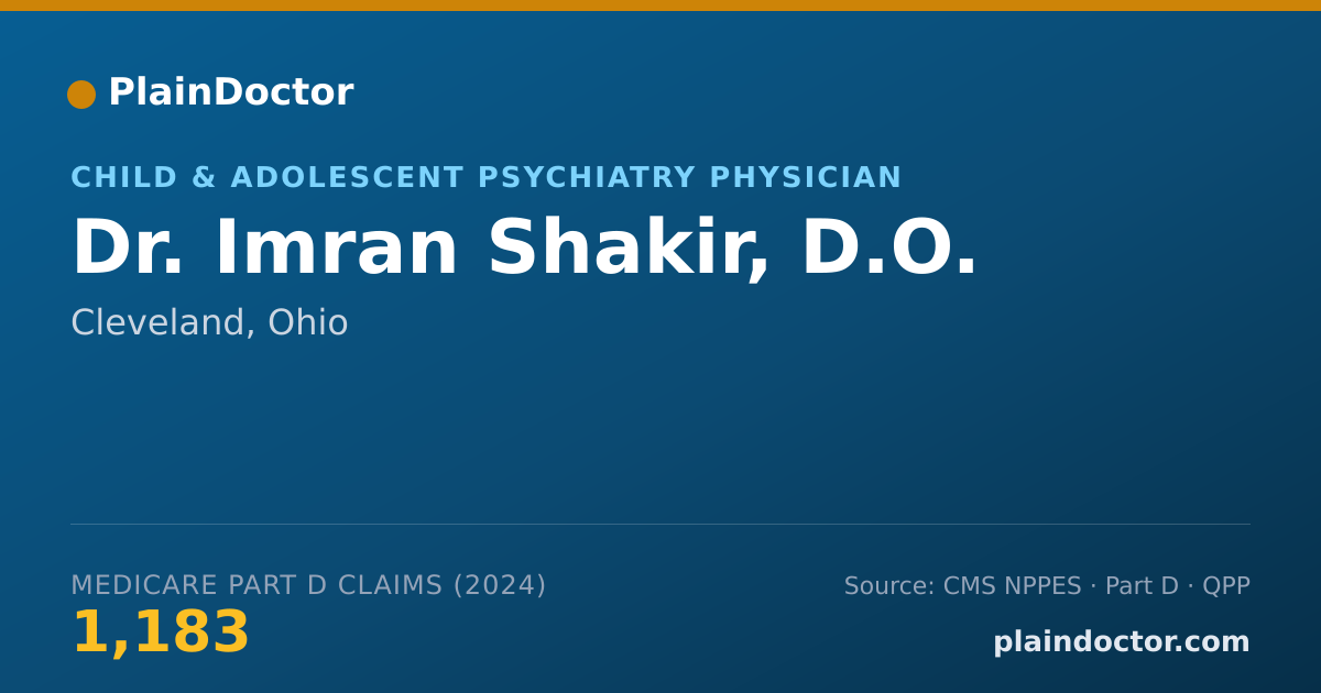 Shareable card for Imran Shakir, D.O. - Child & Adolescent Psychiatry Physician, Cleveland, OH
