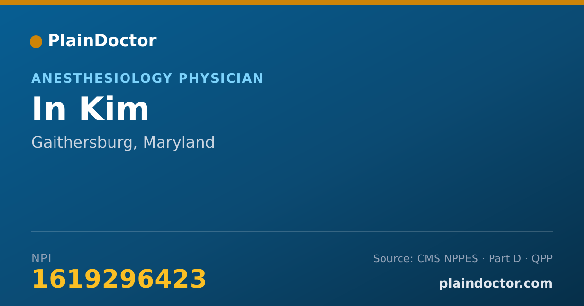 Shareable card for In Kim - Anesthesiology Physician, Gaithersburg, MD
