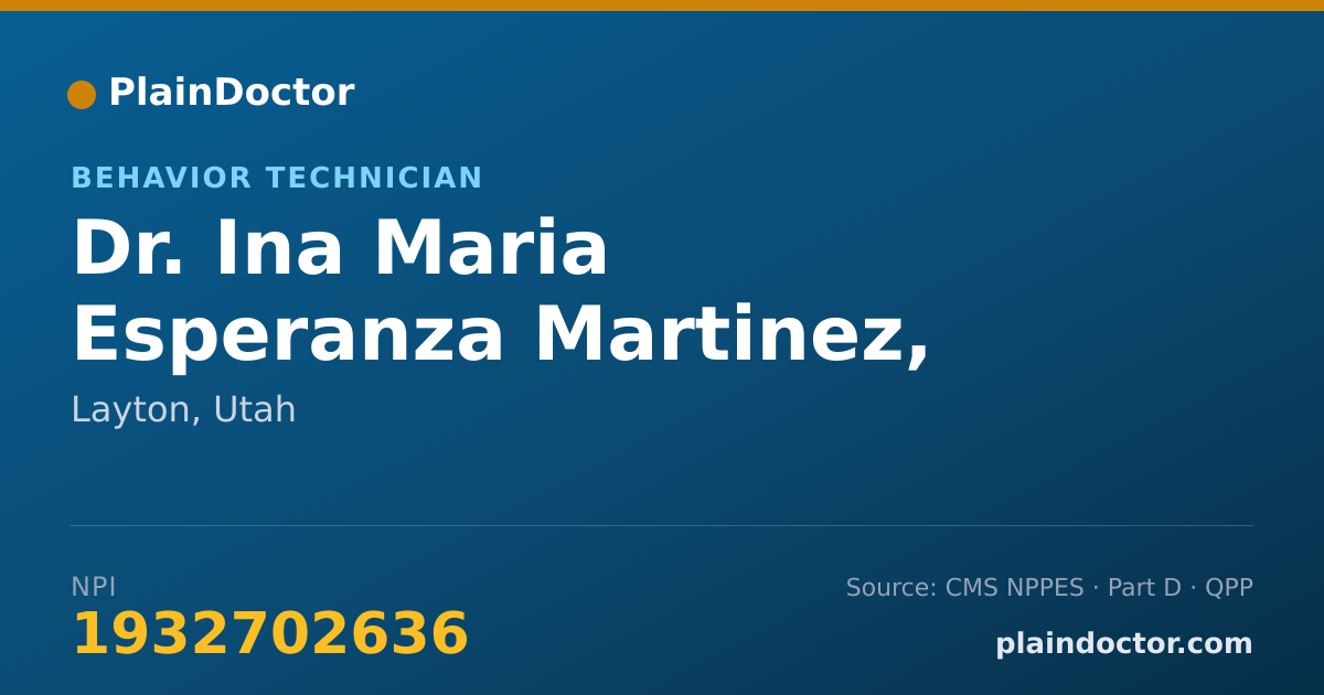 Shareable card for Ina Maria Esperanza Martinez, RBT - Behavior Technician, Layton, UT