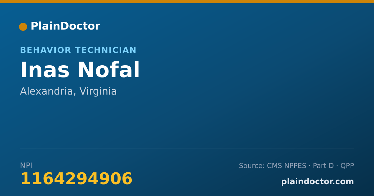 Shareable card for Inas Nofal - Behavior Technician, Alexandria, VA