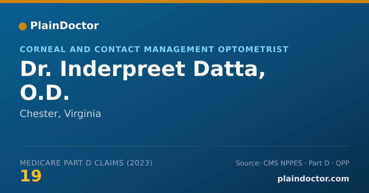 Shareable card for Inderpreet Datta, O.D. - Corneal and Contact Management Optometrist, Chester, VA