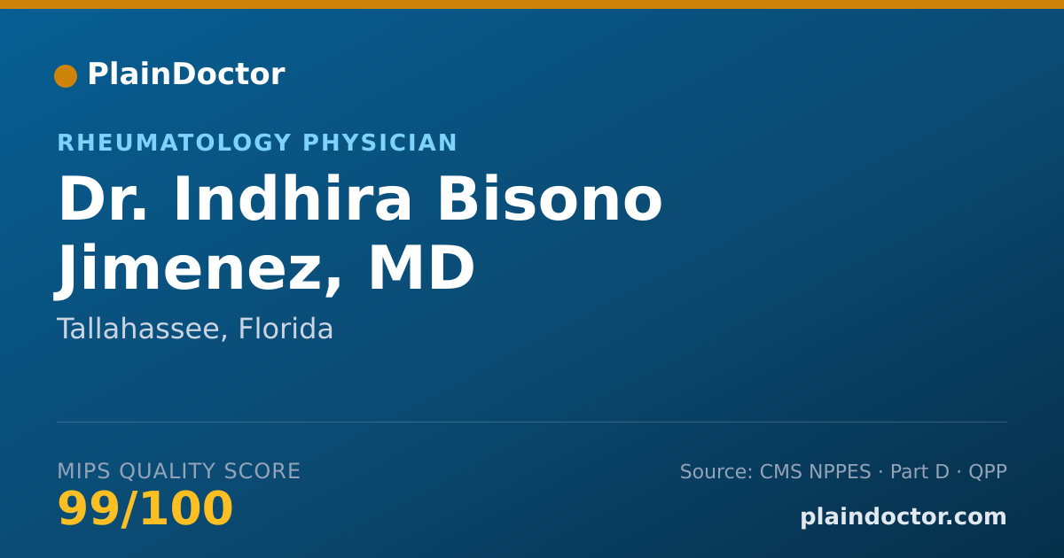 Shareable card for Indhira Bisono Jimenez, MD - Rheumatology Physician, Tallahassee, FL