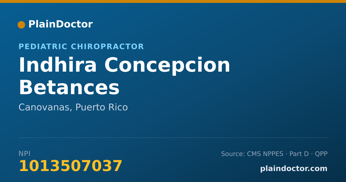 Shareable card for Indhira Concepcion Betances - Pediatric Chiropractor, Canovanas, PR