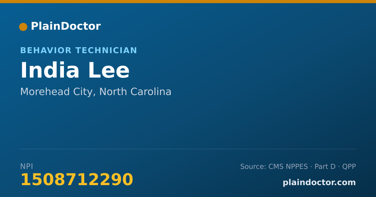 Shareable card for India Lee - Behavior Technician, Morehead City, NC