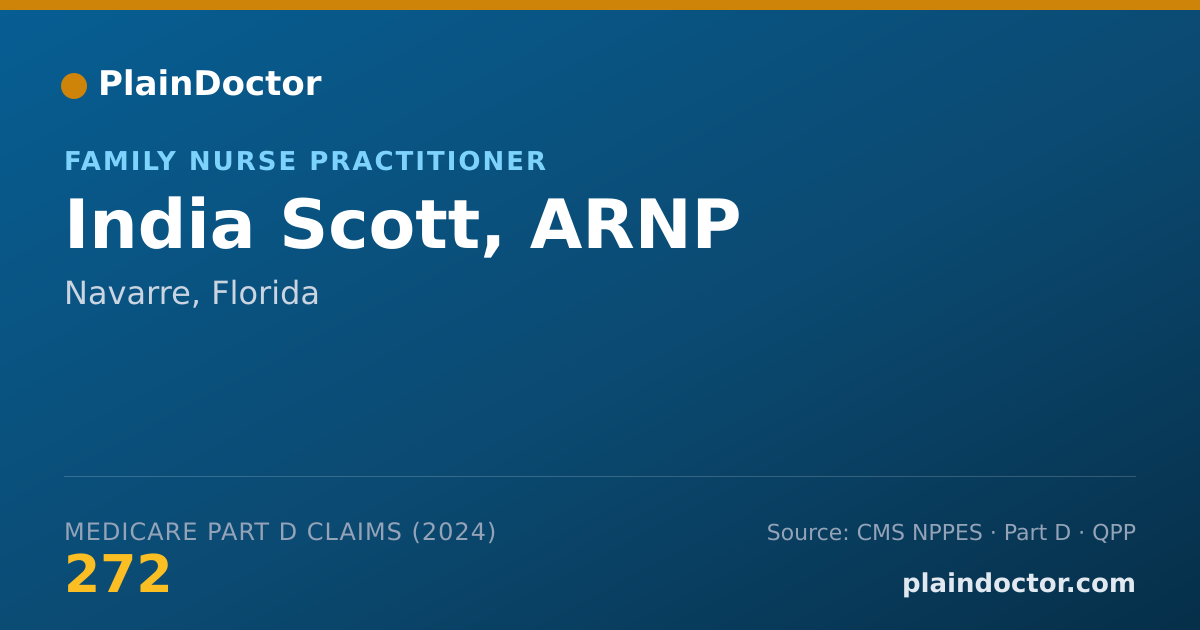 Shareable card for India Scott, ARNP - Family Nurse Practitioner, Navarre, FL