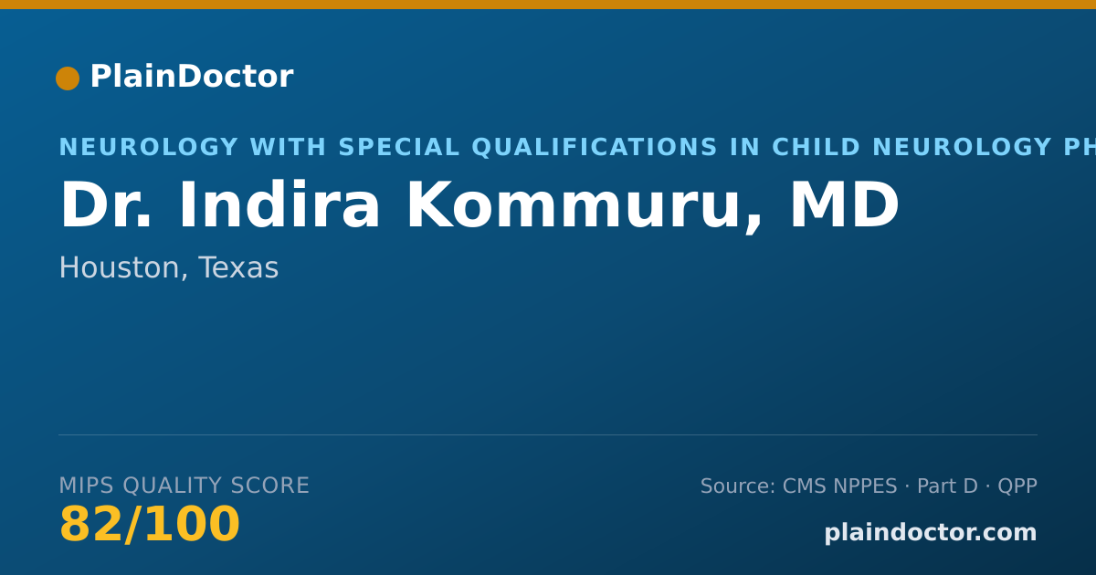Shareable card for Indira Kommuru, MD - Neurology with Special Qualifications in Child Neurology Physician, Houston, TX