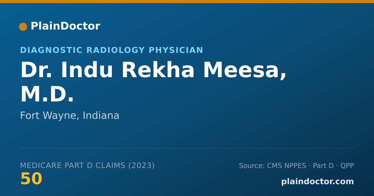 Shareable card for Indu Rekha Meesa, M.D. - Diagnostic Radiology Physician, Fort Wayne, IN
