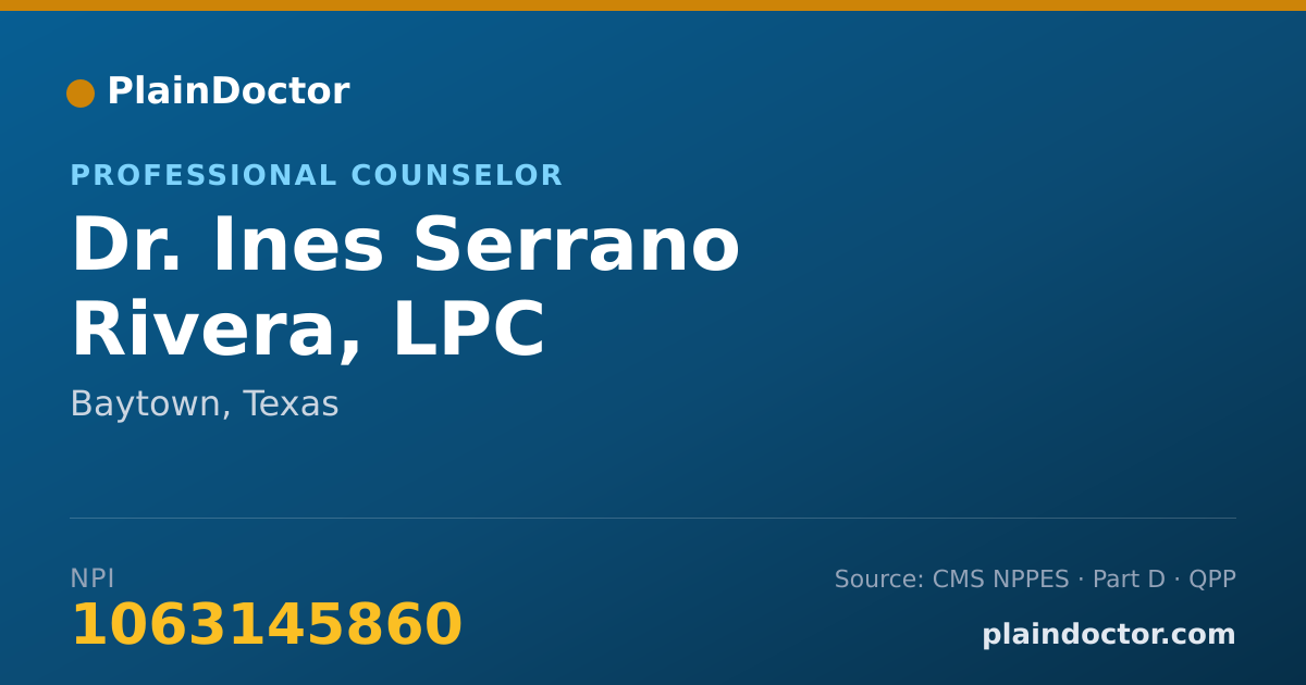 Shareable card for Ines Serrano Rivera, LPC - Professional Counselor, Baytown, TX