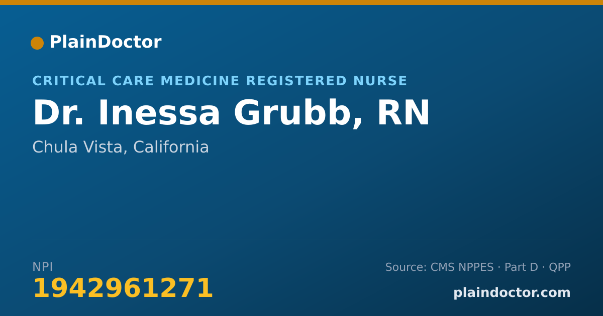 Shareable card for Inessa Grubb, RN - Critical Care Medicine Registered Nurse, Chula Vista, CA